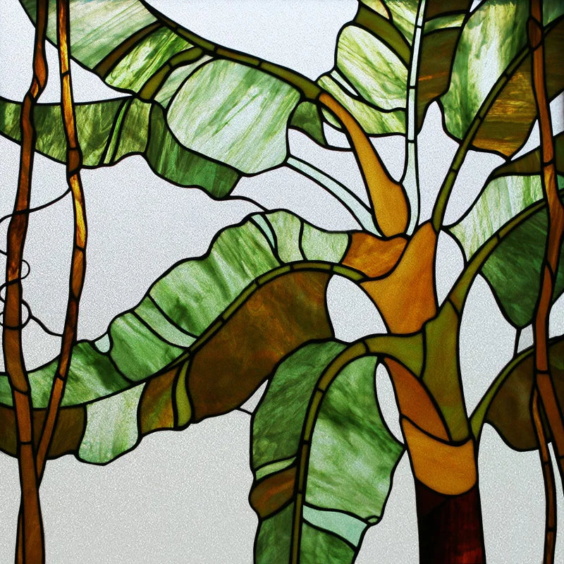 Custom size Glass Films Stained Glass Stickers Static Cling Frosted Privacy PVC Print Natural Village For Window Door Home Decor