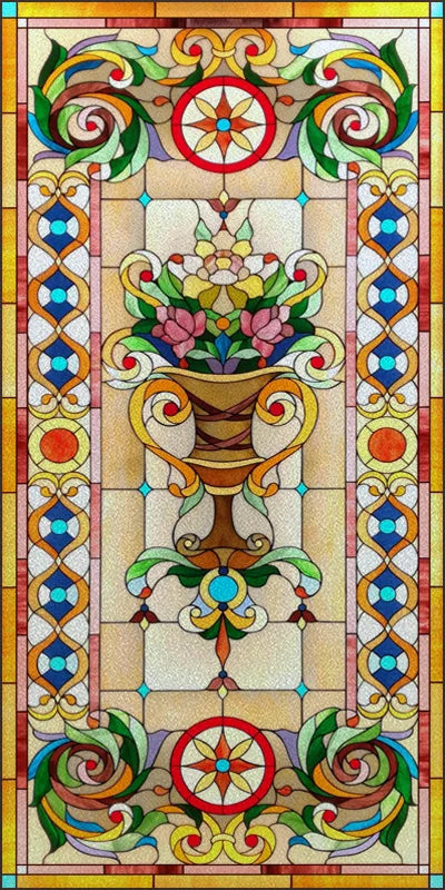 Custom Size Stained Glass Window Film, Frosted Privacy, Static Cling, Retro Matte Sticker, Bathroom Door, Office, Home Decor