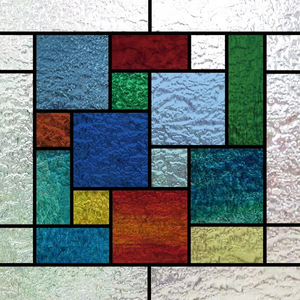 European Church Mosaic Stained Glass Films,Window Stickers Static Cling,Sun, Mosaic, Custom made to fit any Window Size or Shape