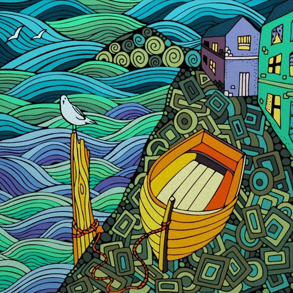 Frosted Stained Glass Window Film, Customized Ocean Boat Color, Static Cling Sticker,Home Decor Foil, Treatment