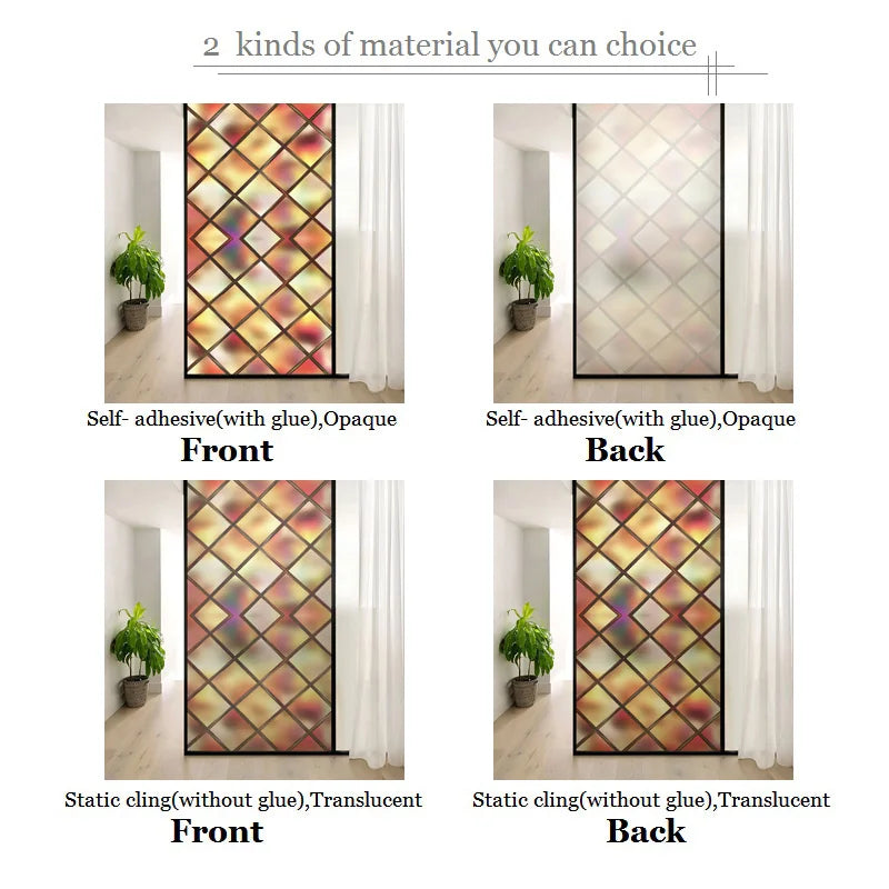 3D Red Square Window Film Print Sticker, Cling Stained Glass Films, Privacy Films, Door Sticker, Office, Home Decor, Customized