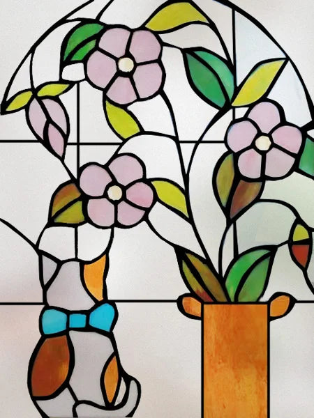 Window Film Stained Glass Films Frosted Static Cling Light-transparent Opaque Privacy Glass Sticker Home Decor Rose Flowers