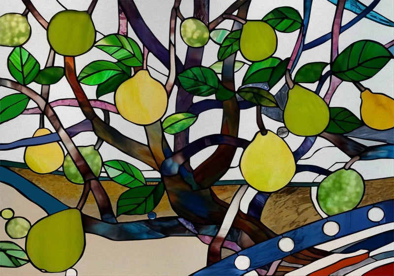 Landscape painting Stained Glass Films Transom/Windows Film Glass Sticker Static Cling Retro Vintage Style Custom Size