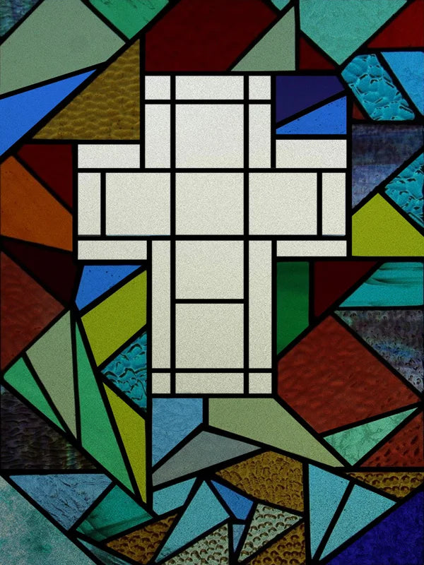 Custom Frosted Stained Glass Window Film,PVC Static Cling Films,Cross Church Decor Foil Stickers