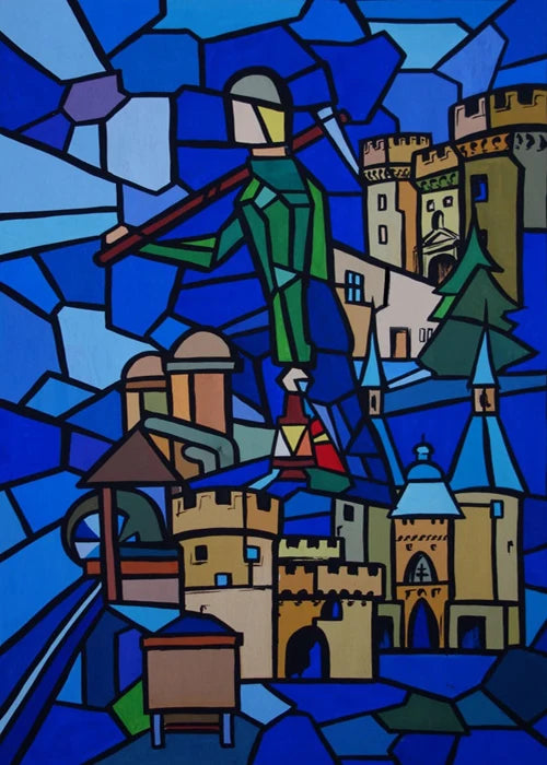 Window Film Stained Glass Stickers,Custom size Static Cling,Print Castle Church landscape Sailboat Sticker,Office Home Decor