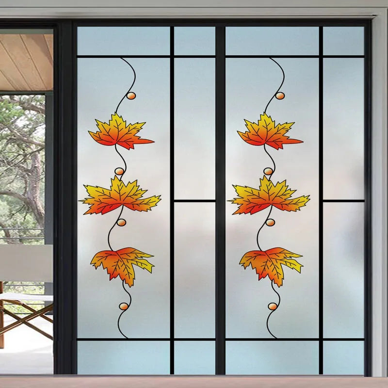 Custom Size Stained Glass Window Film, Frosted Privacy, Static Cling, Retro Country, Door Sticker, Bathroom, Office, Home Decor