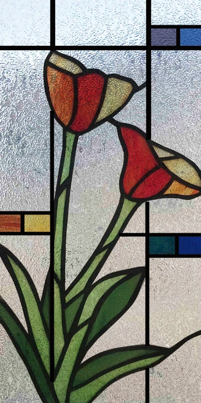Custom Size Stained Glass Window Film Frosted Privacy Static Cling Retro Prairie Style Stickers Shower Kitchen Home Decor Flower