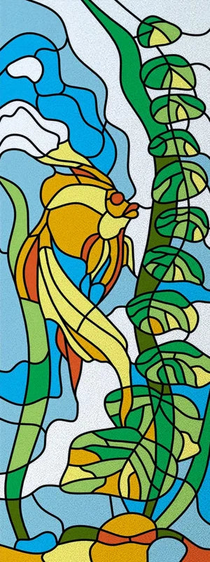 Custom size Stained Glass Films,Flower, Fruit,Tree,Leaf,Bird,Fish Painting Stickers For Bathroom Bedroom Door Office Home Decor