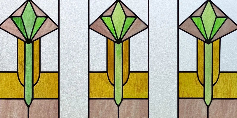 Custom Size Window Film, Stained Glass, Decorative Retro Window Sticker, Privacy Frosted Static Cling, Home Decal