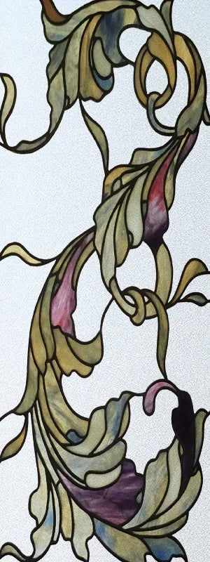 Custom size Stained Glass Films,Flower, Fruit,Tree,Leaf,Bird,Fish Painting Stickers For Bathroom Bedroom Door Office Home Decor