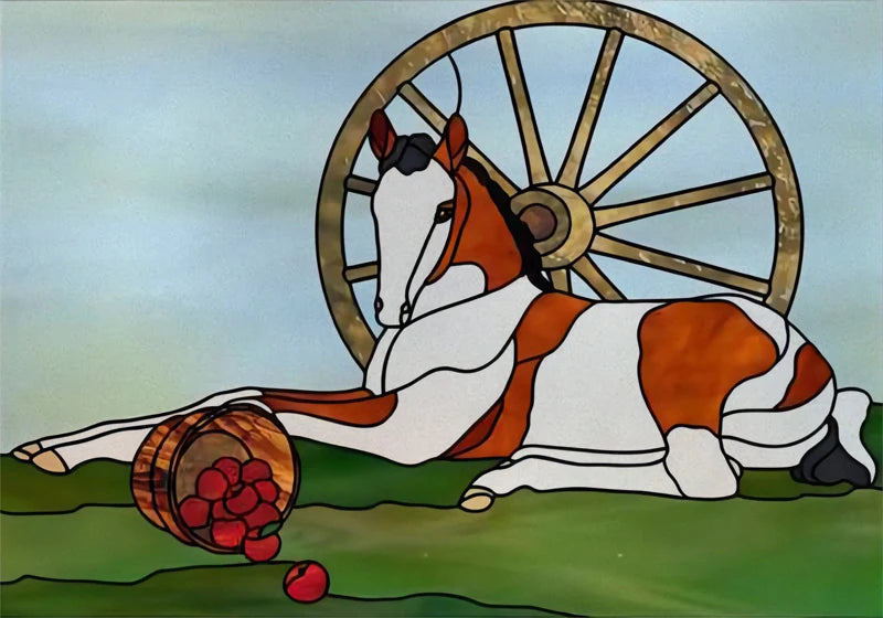 Landscape painting Stained Glass Films Transom/Windows Film Glass Sticker Static Cling Retro Vintage Style Custom Size