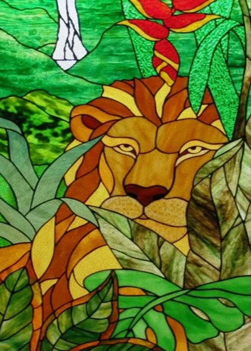 Custom Size Window Stained Glass Films,Cat,Bird,Peacock,Tiger,Fish,Animals Stickers For Bathroom Bedroom Door Office Home Decor