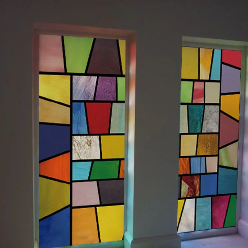Window Film Frosted Stained Glass Films,Customized Art Design Mosaic Static Cling Sticker,Home Decor Foil Window Treatment