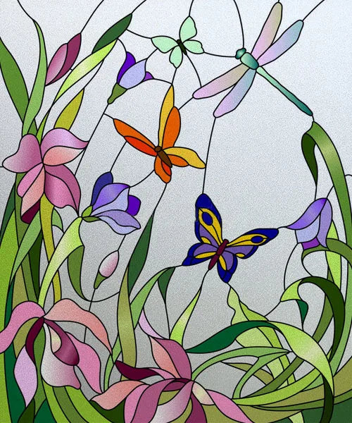 Custom size Glass Films Stained Glass Stickers Static Cling Frosted Privacy PVC Print Flower,Cat,Fish For Window Door Home Decor