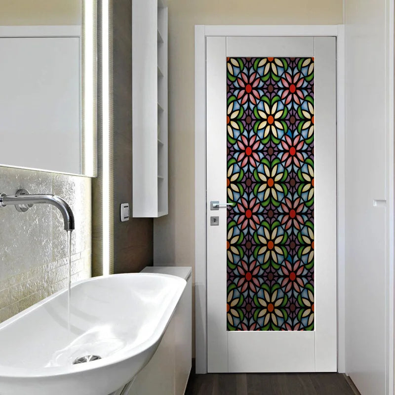 Frosted Stained Glass Window Film, Customized Art Decor Design, Flower Tree, Cat,Static Cling Sticker,Home Decor, Treatment