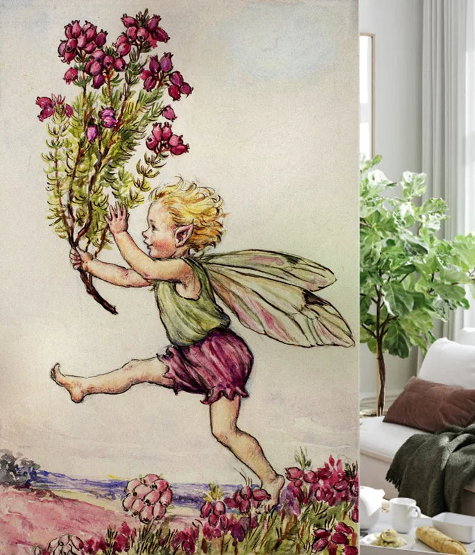 Custom Size Stained Glass Window Film, Flower Fairy Stickers, Static Cling for Kitchen, Bathroom, Bedroom, Door, Home Decor