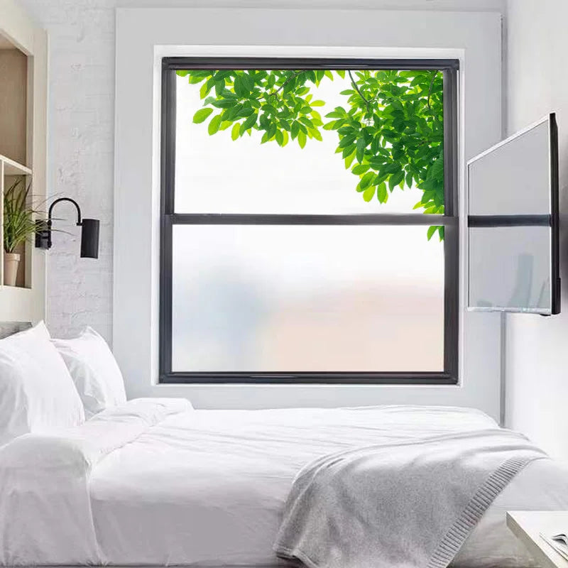 Stained Glass Vinyl Window Stickers Luxury Frosted Surface Bedroom Bathroom Decor Window Film Privacy Green Leaves Custom Size