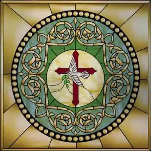 Custom Frosted Stained Glass Window Film,Sataic Cling Window Films,Retro Church Cross Dove Decor Foil Stickers Window Treatment