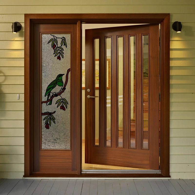 Custom Size Stained Glass Window Film,3D Stickers Static Cling For Kitchen Bathroom Bedroom Glass Sliding Door Home Decor Birds