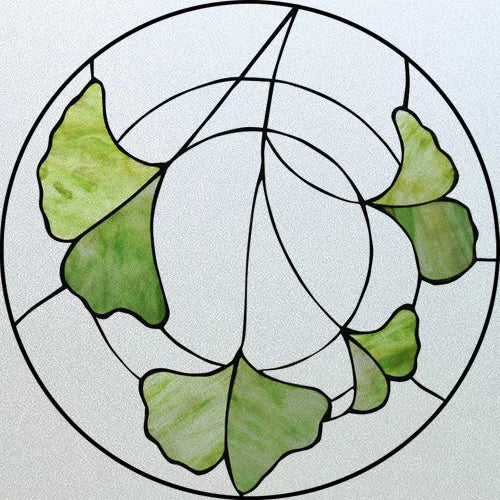 Customized Stained Glass Window Glass Films,Privacy Frosted Static Cling, Classic Pattern for Round Door, Home Decor
