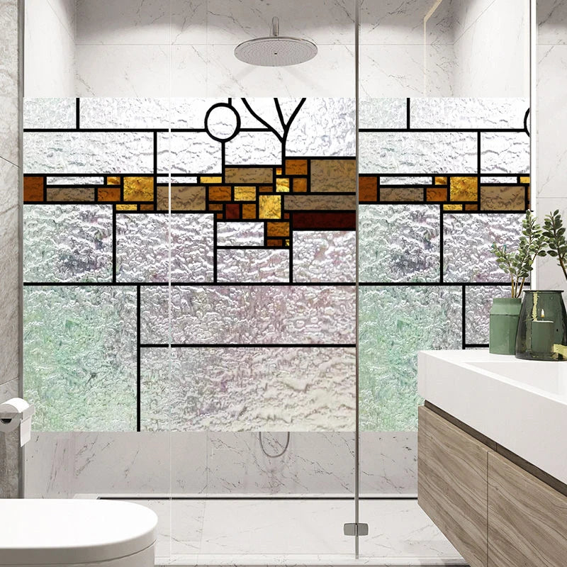 European Church Mosaic Stained Glass Films,Window Stickers Static Cling,Sun, Mosaic, Custom made to fit any Window Size or Shape