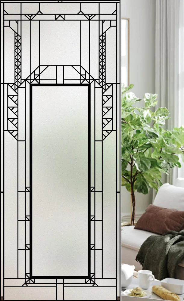 Custom Size Stained Glass Window Film, Frosted Privacy, Static Cling, Retro Country, Door Sticker, Bathroom, Office, Home Decor