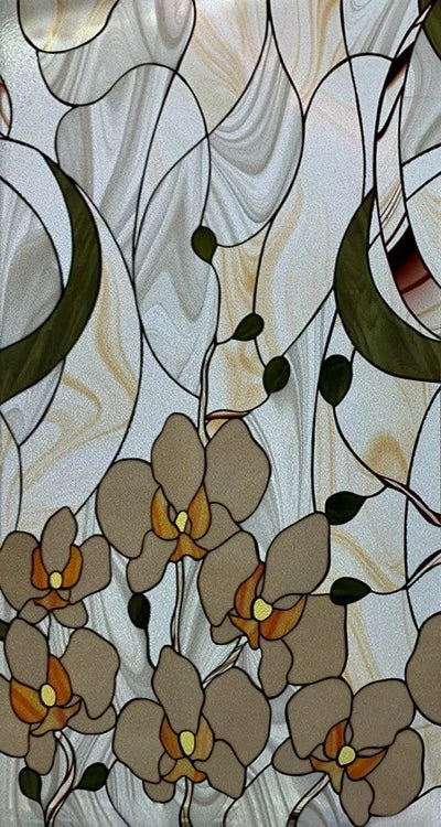 Window Film Stained Glass Stickers,Custom size Static Cling Rose,Flower Privacy Films Door Sticker Kitchen Office Home Decor