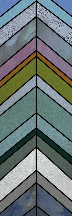 Custom Size Stained Glass Window Film,Frosted Privacy, Static Cling,Retro Rainbow Colors Stickers,Kitchen Bathroom Door, Home