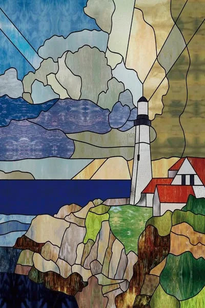 Custom Size Stained Glass Window Film, Retro Painted Frosted Static Cling, Vintage Glass Films Sticker, Lighthouse Sailboat