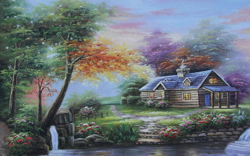 Window Film Stained Glass Stickers,Custom size Static Cling Frosted Privacy, Landscape,Tree Print For Transom Window Glass Home