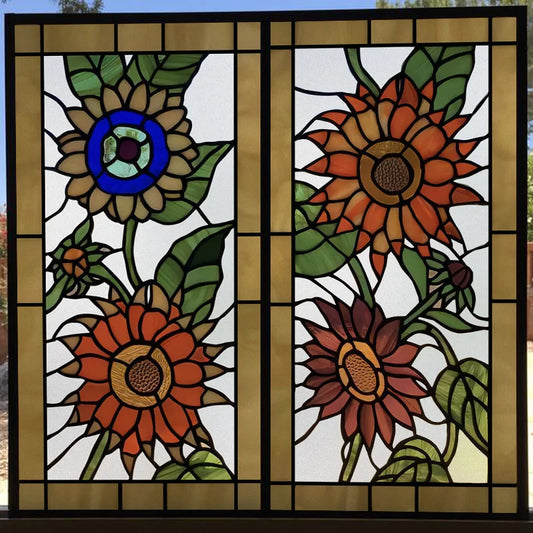 Window Film Stained Glass Films Frosted Static Cling Light-transparent Privacy Glass Sticker Home Decor  Sunflower