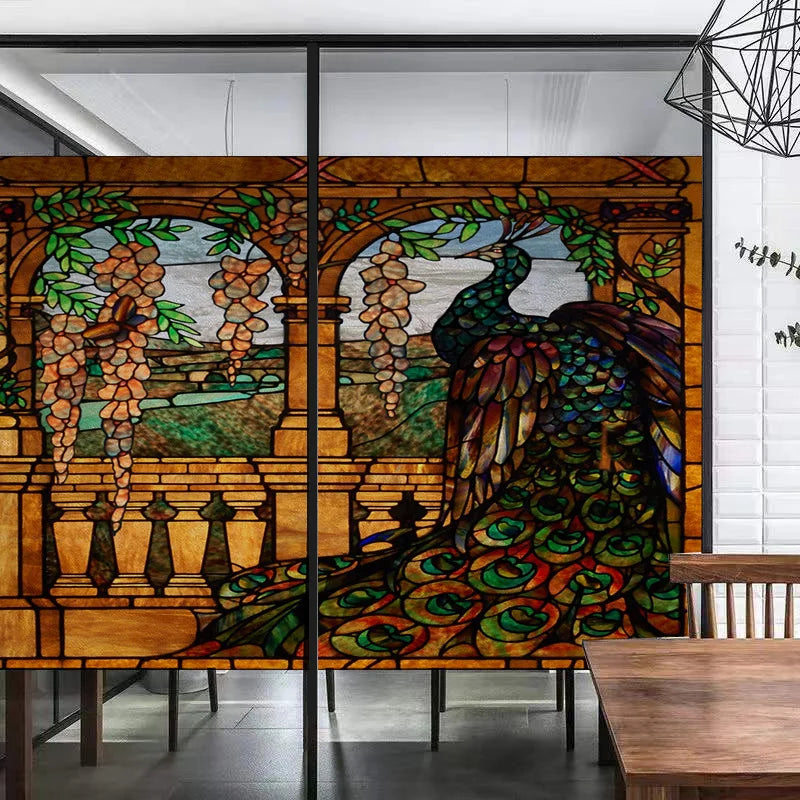 Window Film Frosted Stained Glass Films,Static Cling,Privacy Films,Bird Cock,Door Sticker Kitchen Bathroom Home Decor Customized