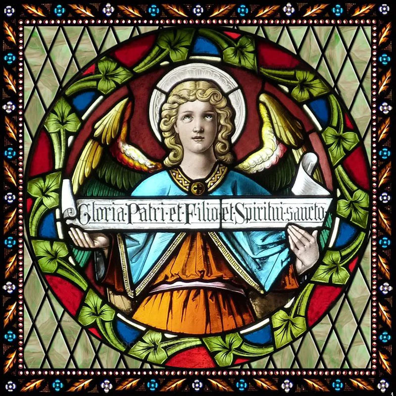 Custom Made Window Film Stained Glass Sticker,Angels Picture,Static Cling Frosted Privacy for House Worship Home Decor