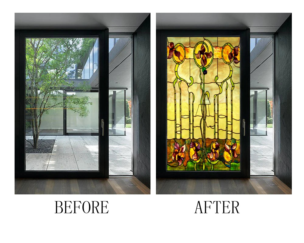 Window Films Stained Glass Films Static Cling Frosted Opaque Church Home Decor Door Sticker Window Treatment Privacy Custom Size