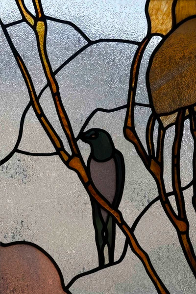 3D Matte Window Film,Stained Glass Decorative Uv Window Sticker,Privacy Frosted Static Cling,Custom size for Glass,Birds,Peacock