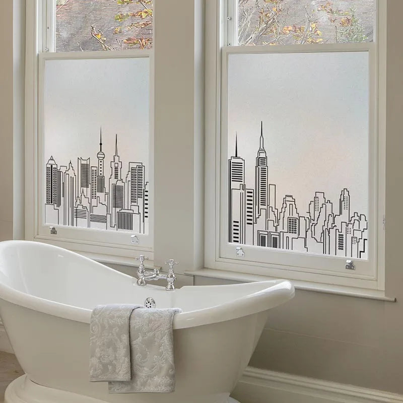 Custom Glass Window Film Frosted Static Cling Sticker Home Foil Stickers For Bathroom Kitchen Glass Moving Door City Build