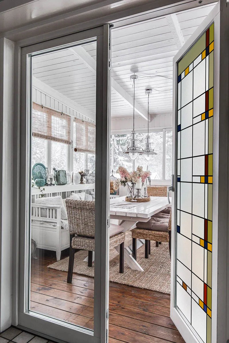 Stained Glass Window Film Transparent/Frosted Glass Sticker Static Cling Prairie Scottish for thin long Glass Door Anticollision