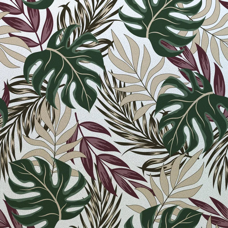 Window Film Frosted Stained Glass Films Customized Art Deco Design Leaves Static Cling Sticker,Home Decor Foil Window Treatment