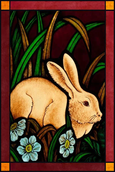 Custom Size Stained Glass Window Film Animal Pattern Rabbit Crow  Bird Fox For Rectangular Shape Glass Office Home Decor