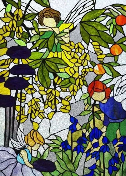 Custom Size Window Stained Glass Films,Mermaid,Flower, Fairy,People Painting Stickers for Bathroom, Door, Office, Home Decor