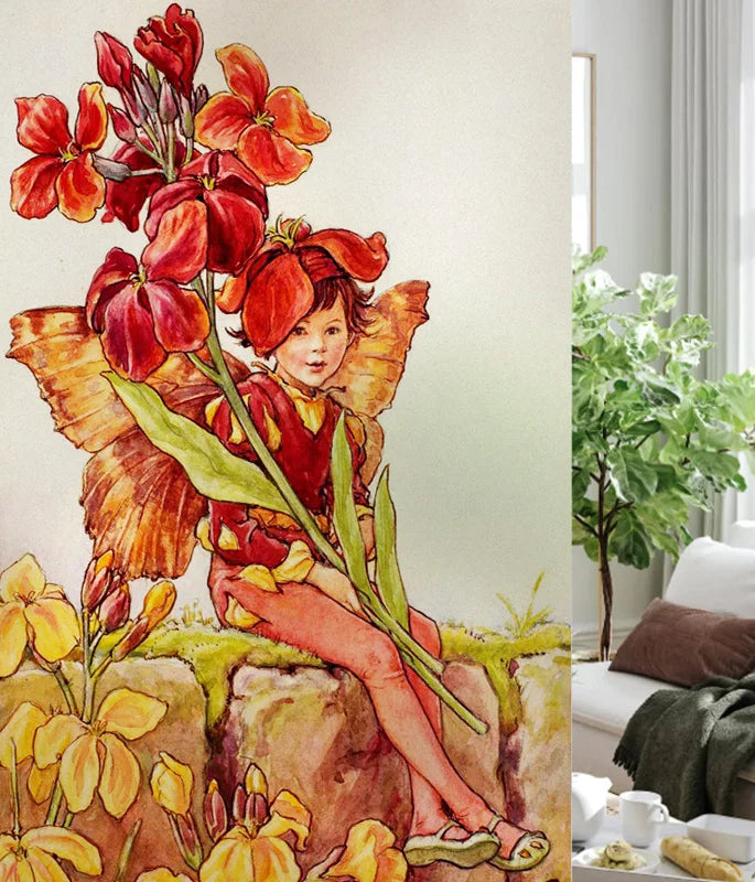 Custom Size Stained Glass Window Film, Flower Fairy Stickers, Static Cling for Kitchen, Bathroom, Bedroom, Door, Home Decor