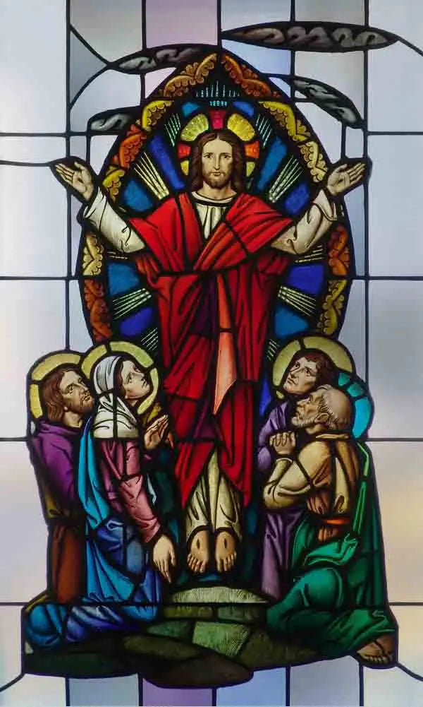 Decorative self adhesive/static cling frosted stained continental  window film can do custom size Crucifixion of Jesus/Christ