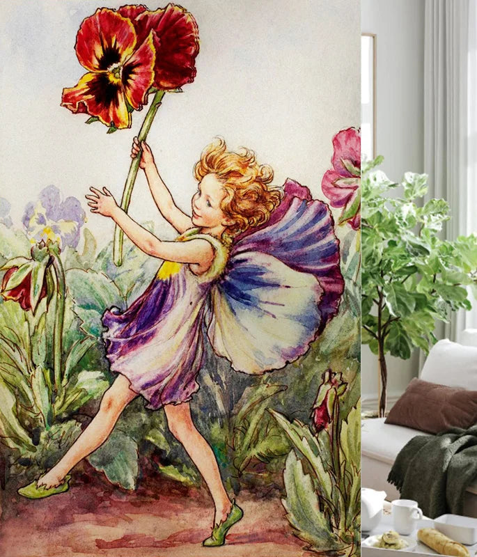 Custom Size Stained Glass Window Film, Flower Fairy Stickers, Static Cling for Kitchen, Bathroom, Bedroom, Door, Home Decor