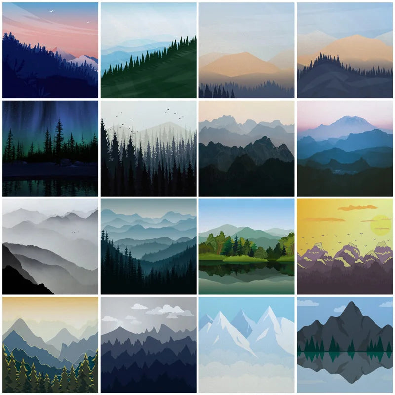 Stained Glass Wndow Films,Frosted Glass Sticker,Static Cling,for Bathroom Kiechen Door Office Home Decor Custom size Mountain