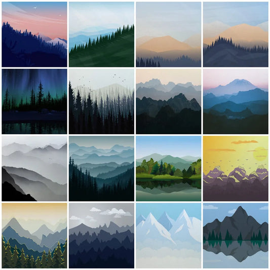 Stained Glass Wndow Films,Frosted Glass Sticker,Static Cling,for Bathroom Kiechen Door Office Home Decor Custom size Mountain