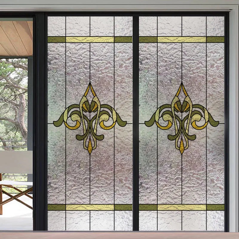 Frosted Stained Glass Window Film, 3D Matte, Static Cling,Privacy, Door Sticker,Customized for Kitchen, Office, Home Decor
