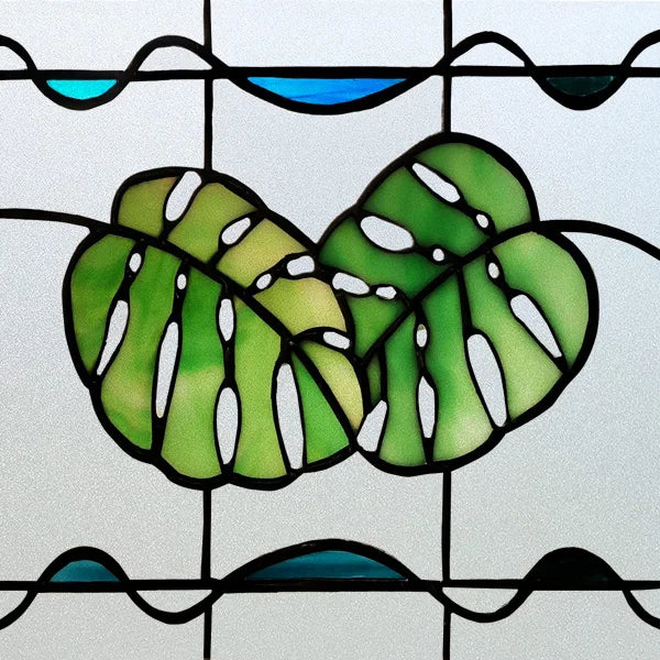Frosted Stained Glass Window Film, Leaf Tree Static Cling Sticker,Home Decor Foil Treatment, Customized Art Design