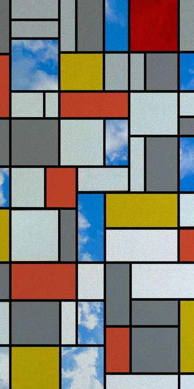 Frosted Stained Glass Window Film, Reusable Window Covering, Sun Catcher, Mosaic Rainbow Color, Privacy, Home-Decor