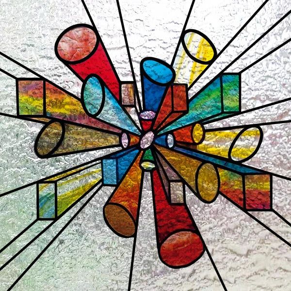 European Church Mosaic Stained Glass Films,Window Stickers Static Cling,Sun, Mosaic, Custom made to fit any Window Size or Shape