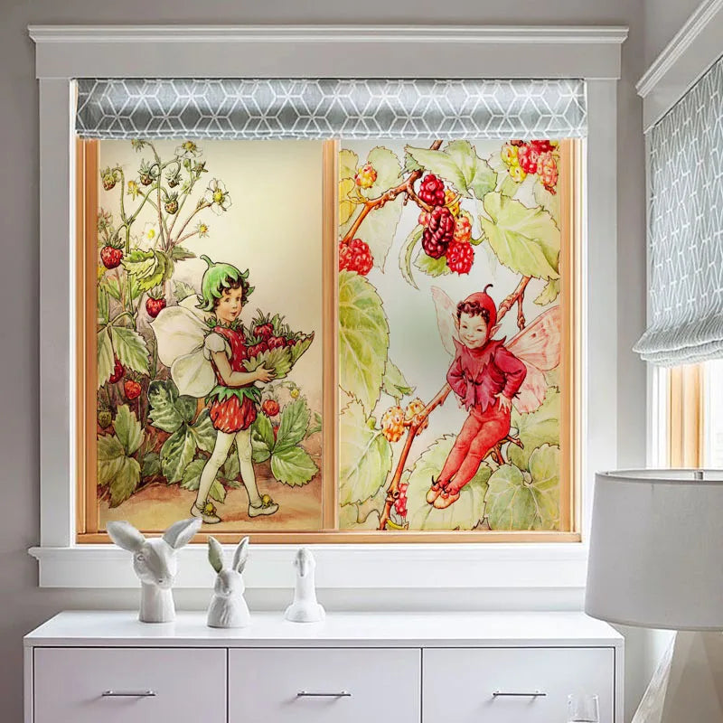 Custom Size Glass Window Film Static Cling Frosted Glass Films Foil Stickers Waterproof For Bathroom Kitchen Door Flower Fairy